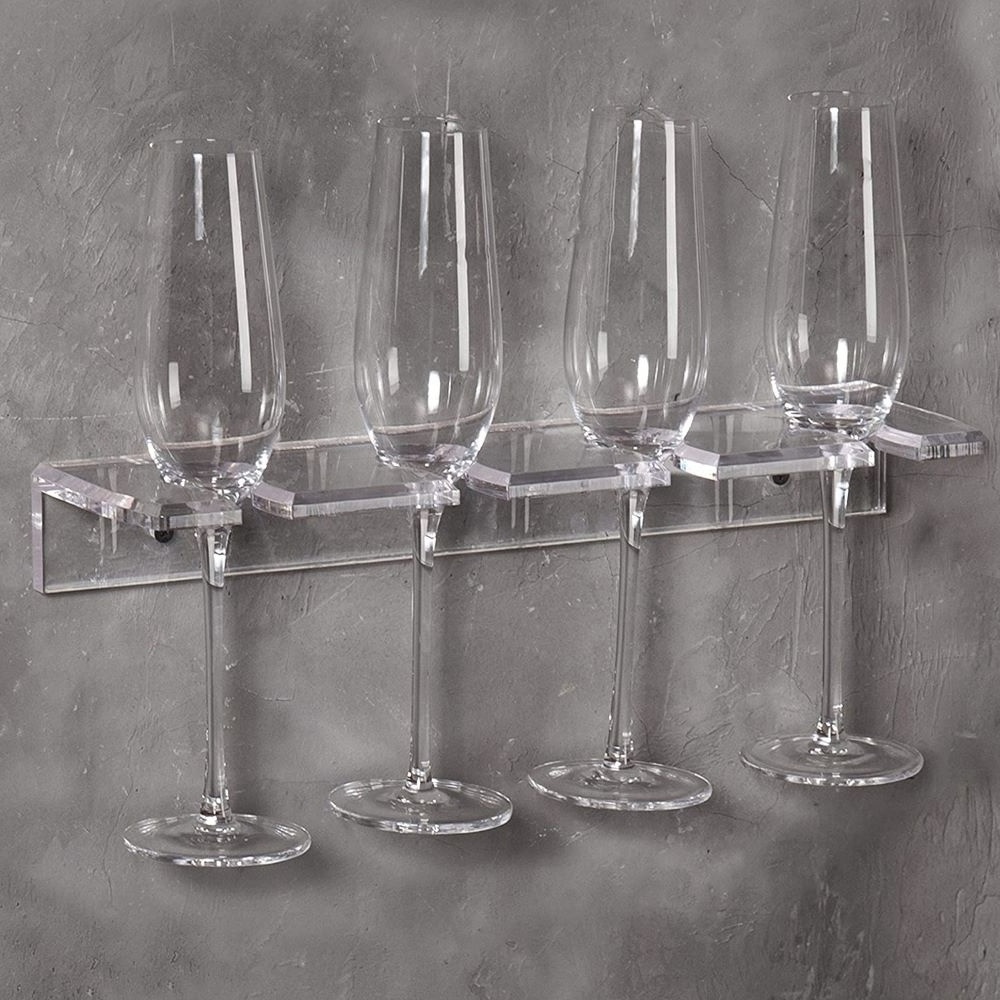 2020 Wall Storage Rack Clear Acrylic Champagne Flutes Holder