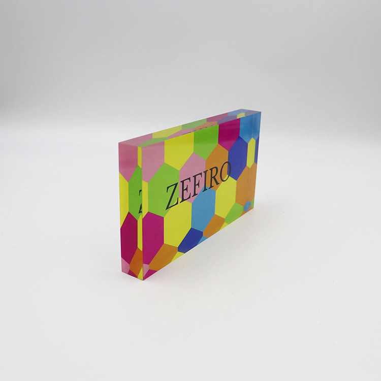 Custom UV printed cut acrylic sublimation Engraved Custom Logo Solid Clear Acrylic Block