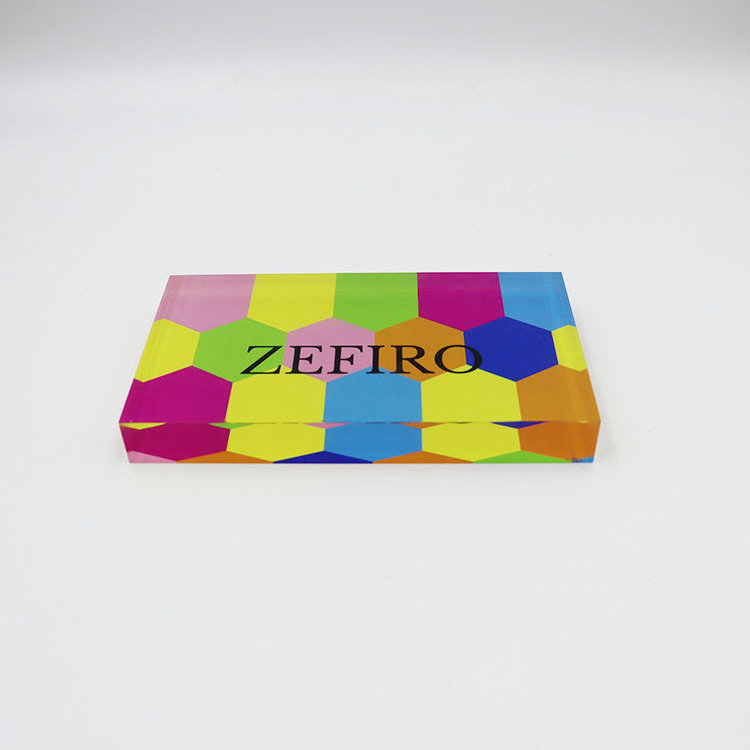 Custom UV printed cut acrylic sublimation Engraved Custom Logo Solid Clear Acrylic Block