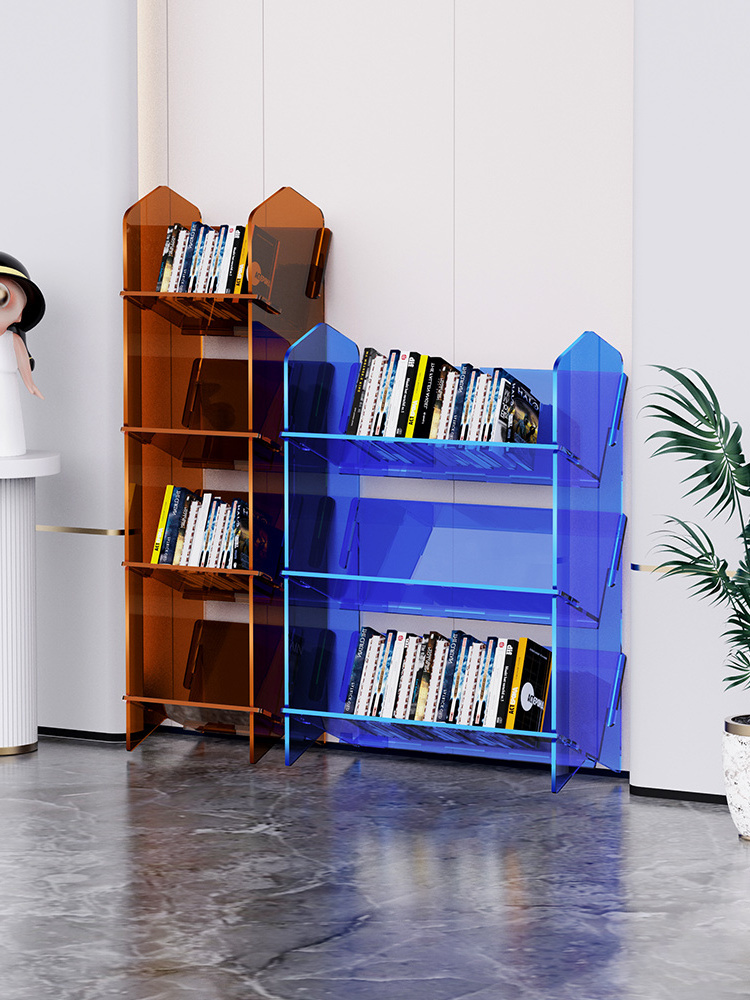 2022 Acrylic creative children's book storage rack simple desktop reading picture book rack home multilayer floor shelf