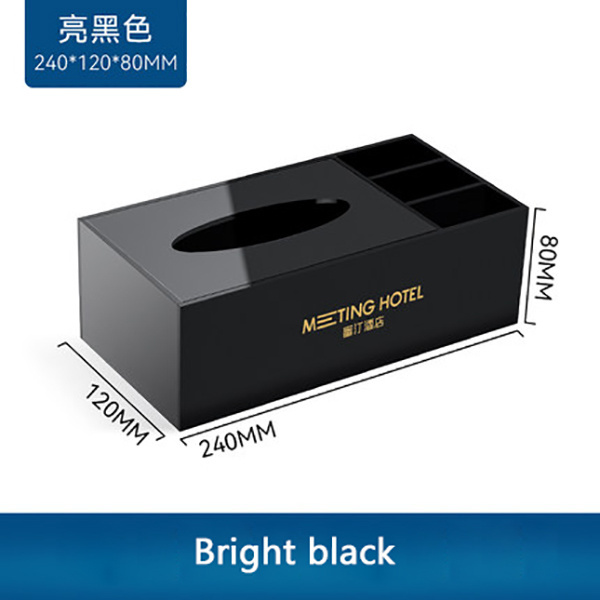 Hotel KTV multi-functional remote control receiving paper box living room tea table custom acrylic frosted black tissue box