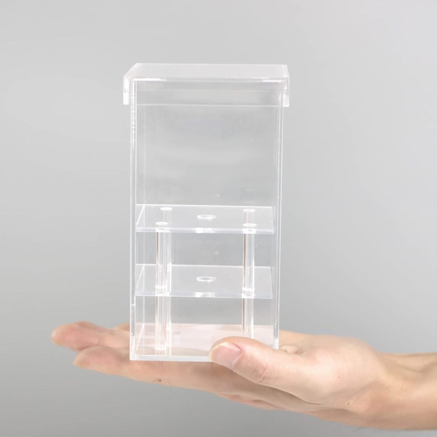 Clear Acrylic Eternal Flower Gift Box, Decorative Floral Pots Stand, Modern Square Single Flower Vase Water Holder