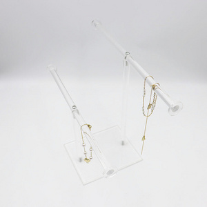 Custom Clear Acrylic Round Bracelet Display Holder 2 Tier T-bar Jewelry Display Acrylic Bracelet Display Stand