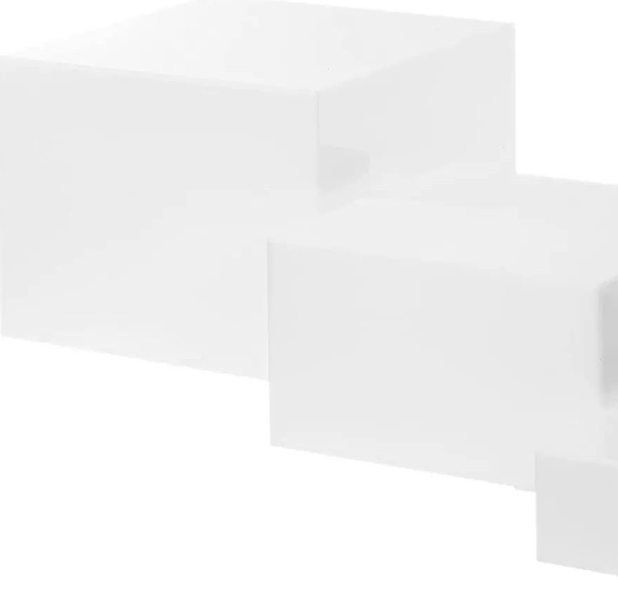 Set of 3 Glossy White Acrylic Cube Display Nesting Risers with Hollow Bottoms