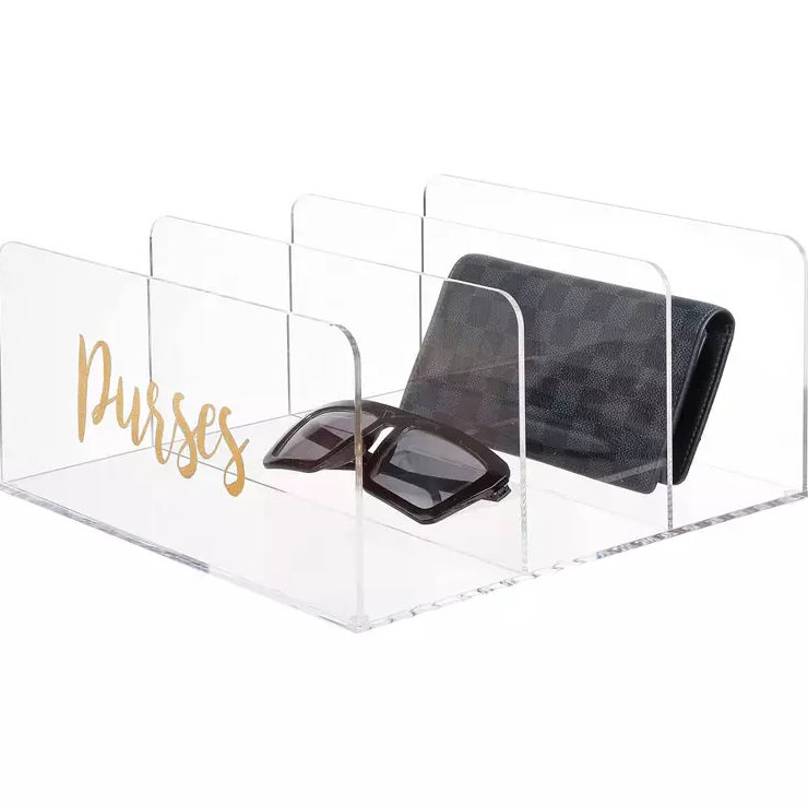 Acrylic Shelf Dividers Plastic Purse Organizer for Bedroom Closet Shelf Storage Holds Woman's Purse Hanging Bag Handbag