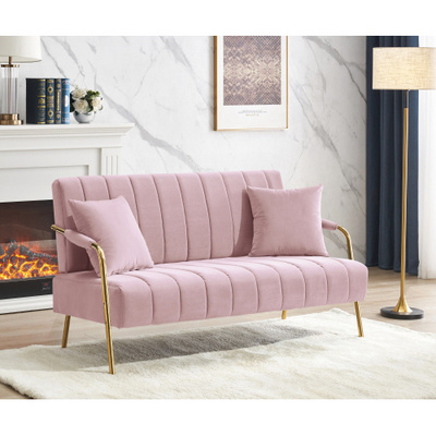 Modern Upholstered Velvet Sofa Metal Legs Gold Bedroom Furniture Leather Couch Living Room Sofa Bedroom Sets Chesterfield Sofa