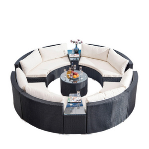 Outdoor Round Conversation Sofa Set Outdoor Garden Furniture Wicker Sectional Sofa Set