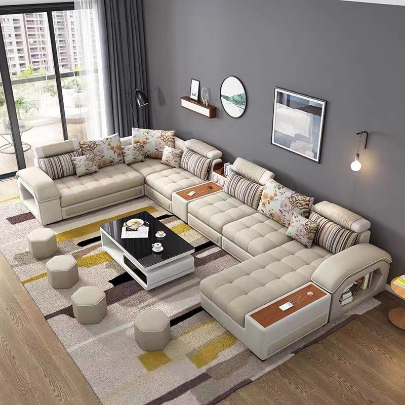 Modern Design High Quality  Simple Linen Fabric Sectional Sofa Living Room Home Combination Sofa Set