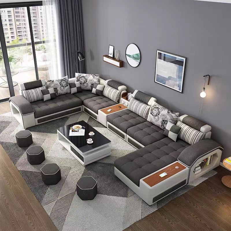 Modern Design High Quality  Simple Linen Fabric Sectional Sofa Living Room Home Combination Sofa Set