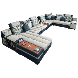 Comfortable 7-Seater Royal Living Room Sofa Set Modern Fabric Sectional with Extendable Design Elegant 7-Seater Furniture