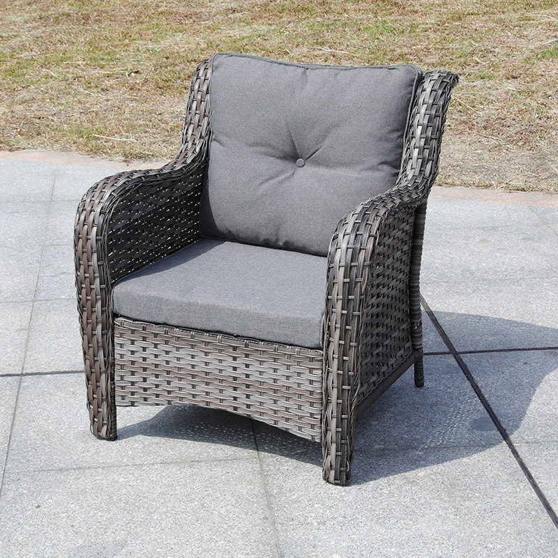 Manufacturer wholesaleRattan Patio PE Wicker Furniture Set 7 Pieces Outdoor Black Rattan Conversation Seat Couch Sofa Chair Set