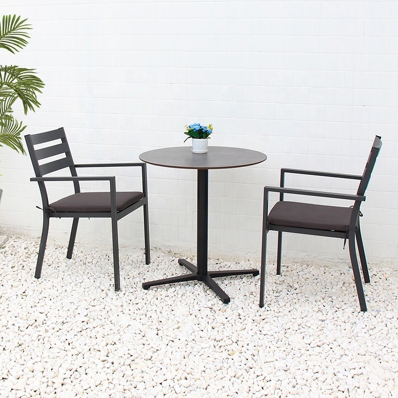 Modern Design Outdoor Aluminum round Dining Table and Chairs Casual Patio or Garden Balcony Furniture