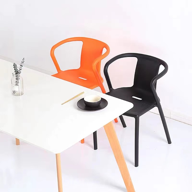 Armrest Dining Chair Designer simple modern colorful plastic reception chair Stackable outdoor chair