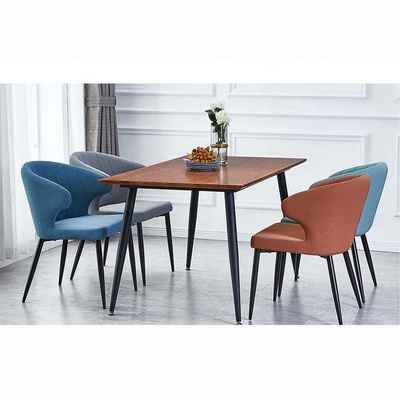 High quality modern Dining room furniture European style Wooden table with black metal legs dining room set / 4 chairs