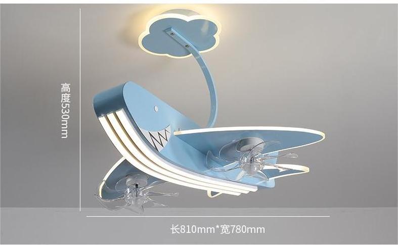 Whale Children's Lamp Boy's Bedroom Ceiling Lamp with fan Modern LED Lighting Simple Decoration Lamp