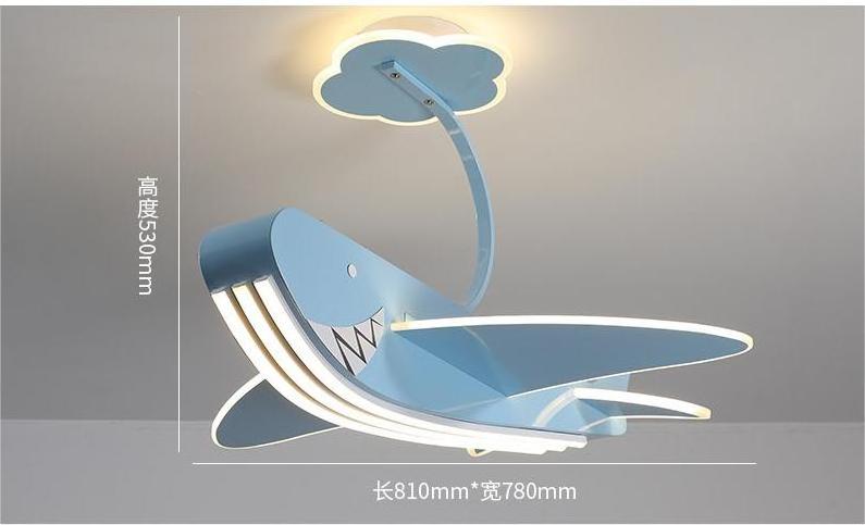 Whale Children's Lamp Boy's Bedroom Ceiling Lamp with fan Modern LED Lighting Simple Decoration Lamp