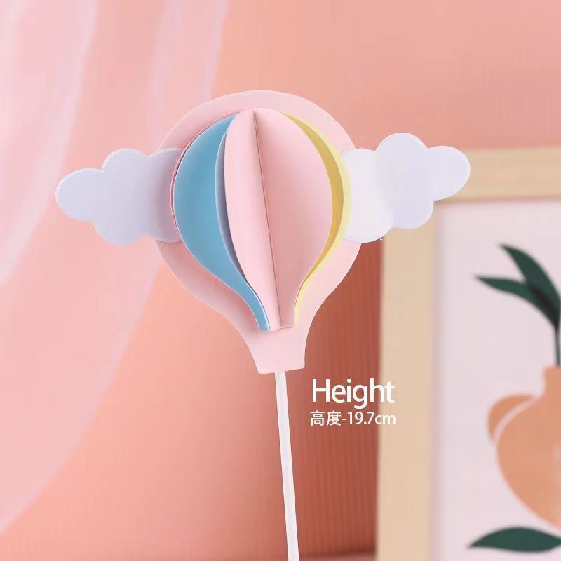 Wedding Birthday Party Favors Random Color Lovely 3D Hot Air Balloon Cake Topper Paper Cake Picks Cupcake Toppers Decor