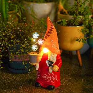 2024 Solar energy Light Garden Decoration Wearing a Sheer Santa Resin Gnome