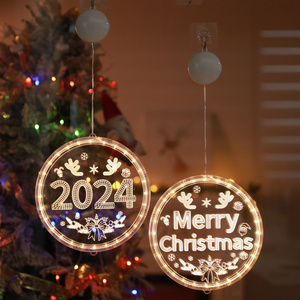 16/24CM Hanging Christmas LED Lights Snowman bell house Santa Claus Snowflake Lights 3D Suction Cup Hanging Lights