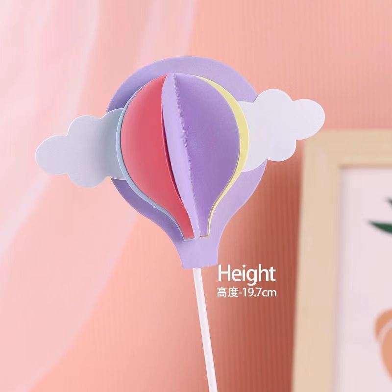 Wedding Birthday Party Favors Random Color Lovely 3D Hot Air Balloon Cake Topper Paper Cake Picks Cupcake Toppers Decor