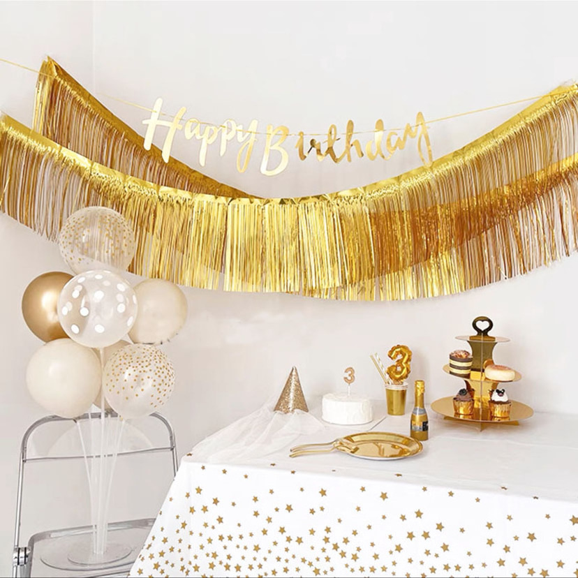 3 Meters Party Supplies Wedding Birthday Party Backdrop Tinsel Fringe Garland Gold Blue Decor Tassels Garland