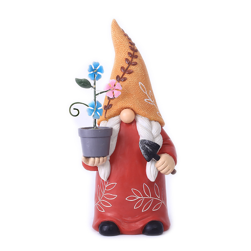 2024 Solar energy Light Garden Decoration Wearing a Sheer Santa Resin Gnome