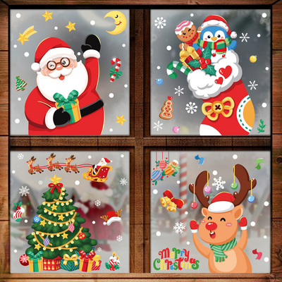 Christmas Window Glass Stickers Snowflake Ornaments Xmas New Year Home Decoration Merry Christmas Wall Stickers