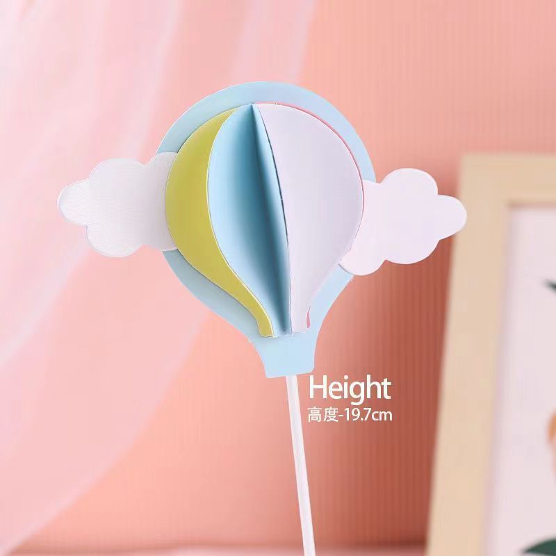 Wedding Birthday Party Favors Random Color Lovely 3D Hot Air Balloon Cake Topper Paper Cake Picks Cupcake Toppers Decor