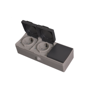 Ip54 Socket Ip54 Switch Ip54 16a double  schuko socket  with cover and one gang switch plastic base Socket Outdoor