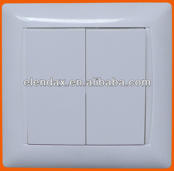 European style flush mounting two gang one way light switch (F6002)