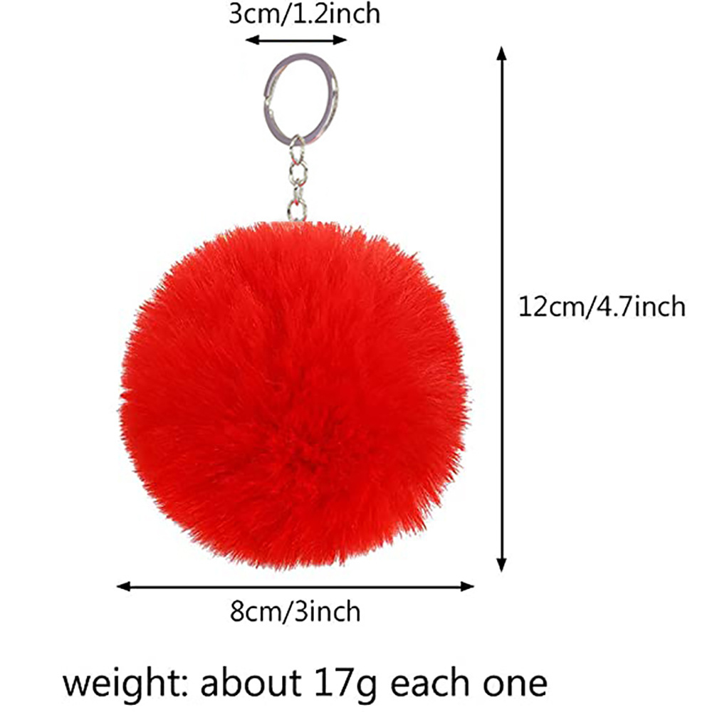 Promotional Cute Pompom 8cm 26 Colors Furry Fluffy Puff Ball Designer Faux Rabbit Fur Ball Pom Pom Keychain