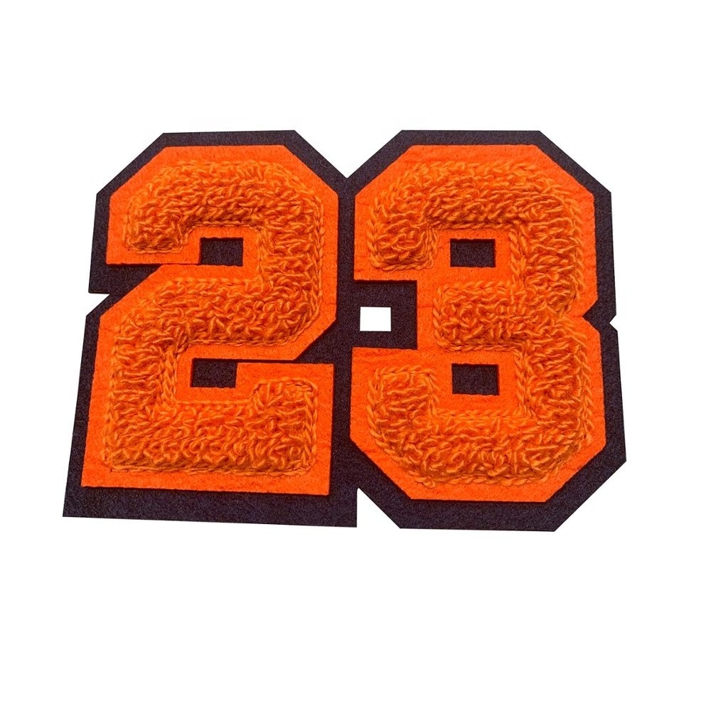 Custom Numbers Letters Logo Cheap Embroidery Iron On Chenille Patches Letters