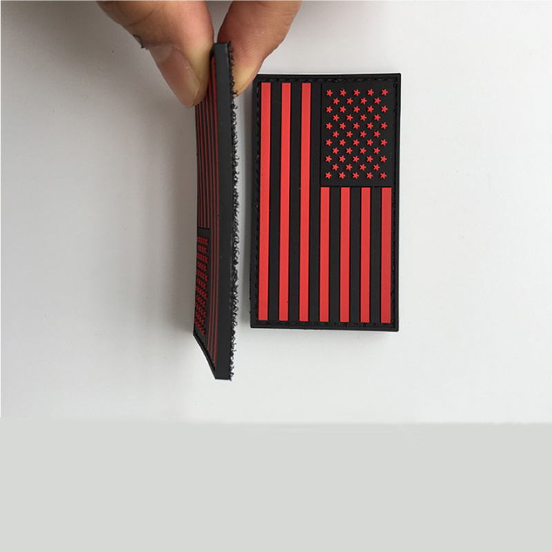 Free Mold Thin Blue Line US America Usa Flag Patch Soft 3D Rubber Custom Pvc Patch With Free Sample