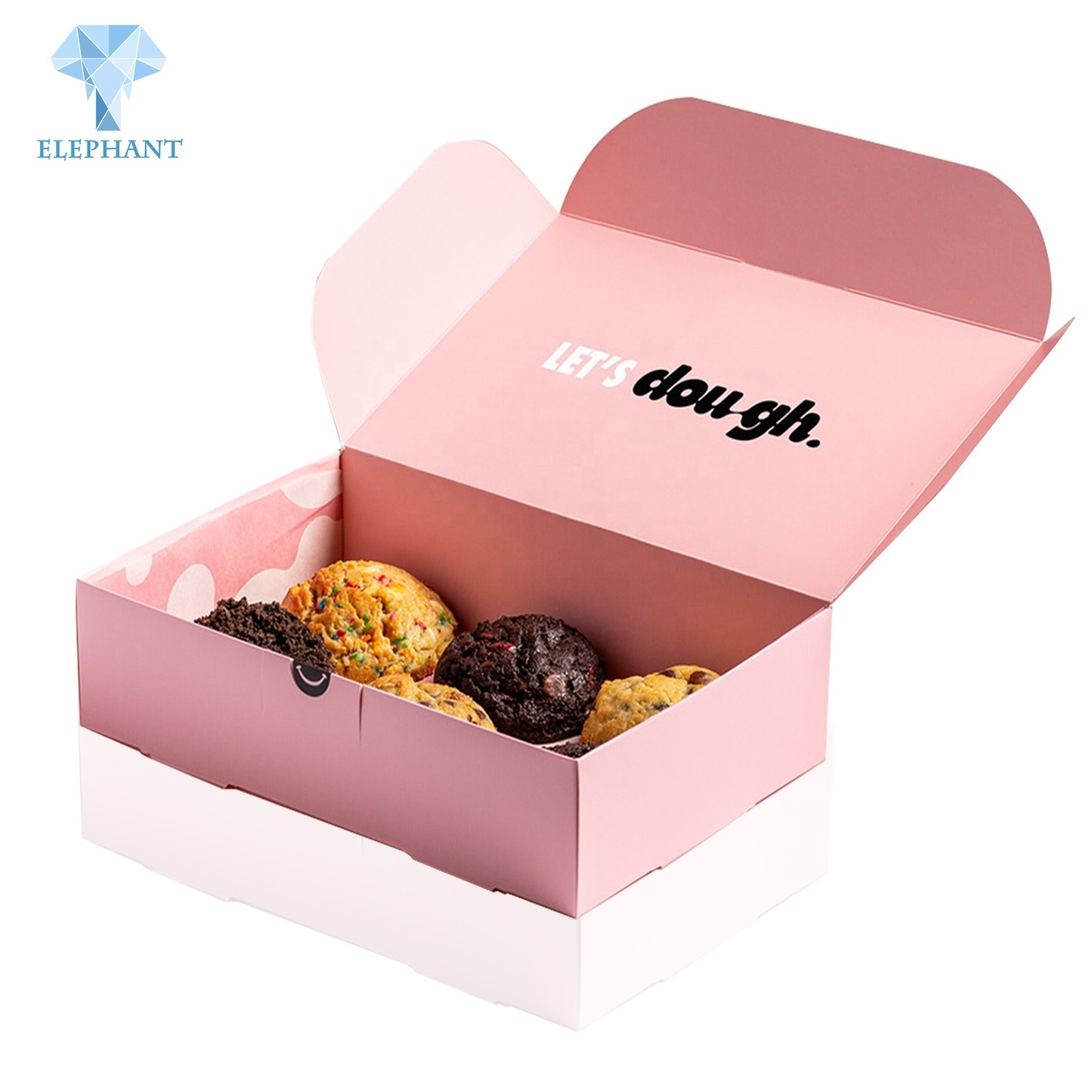 Custom Biodegradable Folding Paper Cardboard Packing Wholesale Cake Biscuit Cookie Donut Box Packaging With Logo