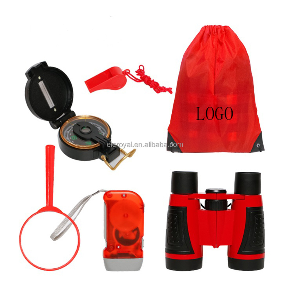 Outdoor Exploration Toy for Kids, 5 pieces Children Outdoor Adventure Kit with Kids Binoculars Magnifying Glass