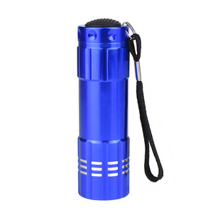 Lightweight and Custom  Logo Aluminum Torch AAA Battery  9 LED Flashlights with Strap for Emergency