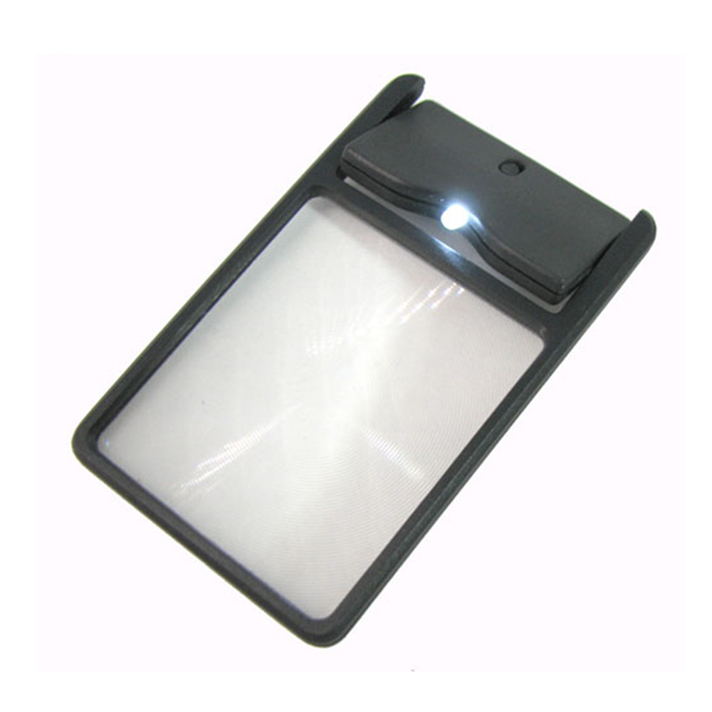 3X Credit Card Size Lighted Magnifier, Ideal Illuminated Pocket Magnifying Glass with Light for Reading