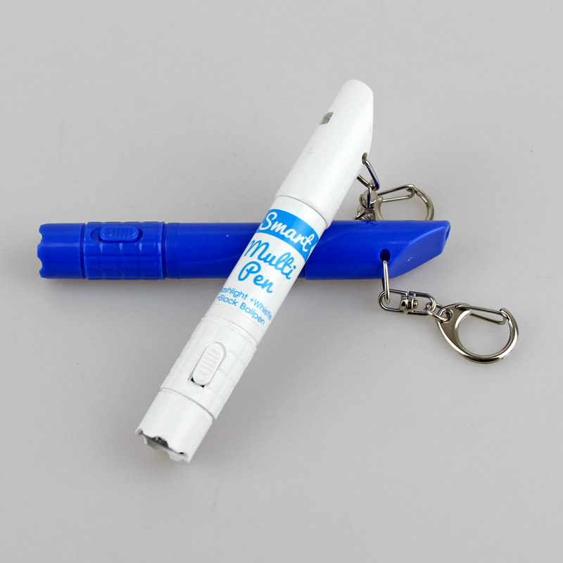 Promotional Gift Ballpoint Pen with LED Whistle Keychain Flashlight