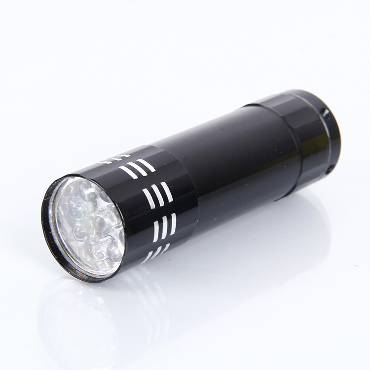 Lightweight and Custom  Logo Aluminum Torch AAA Battery  9 LED Flashlights with Strap for Emergency