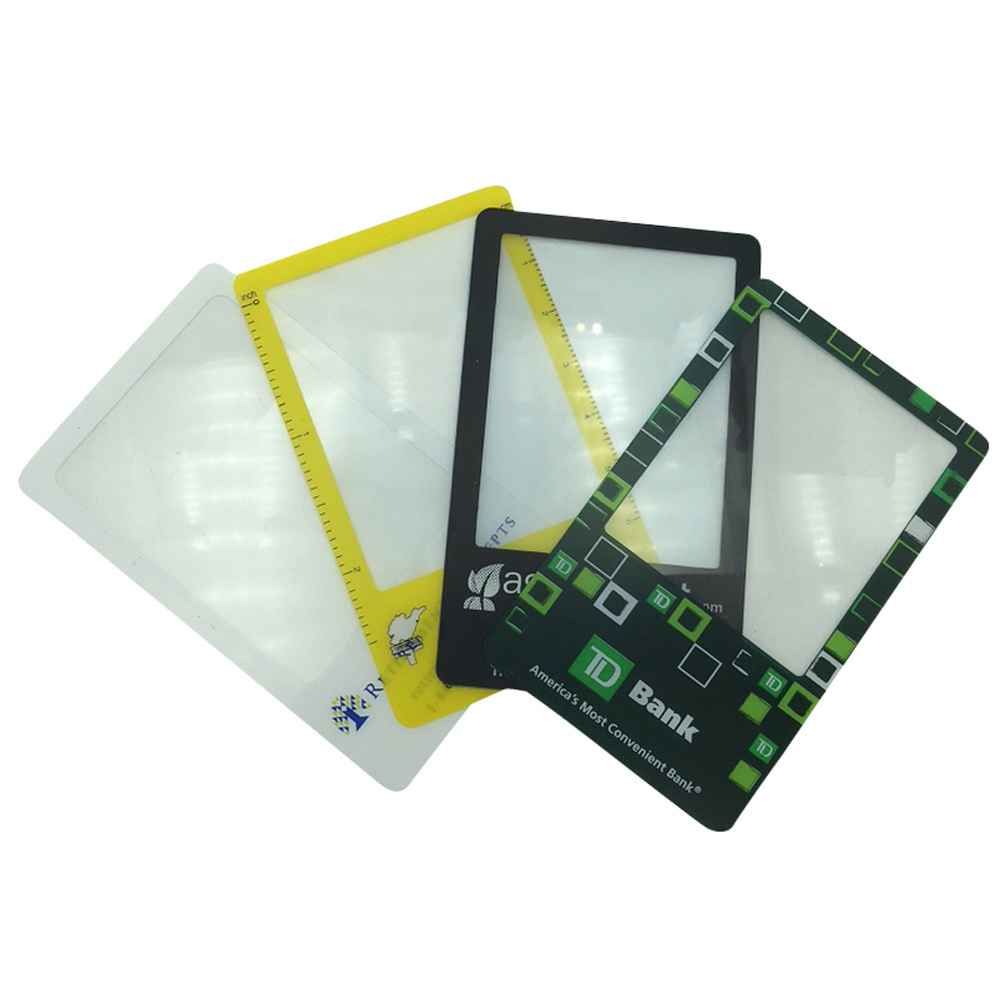 Custom PVC Reading Wallet Credit Card Sized Magnifiers with 3X Magnifying Fresnel Lens for Promotion