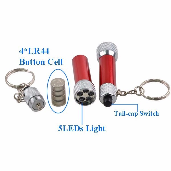 Aluminium tube  5 LEDs Mini keyring torch keychain Flashlight for Promotion Party Favors Travel Home or Office