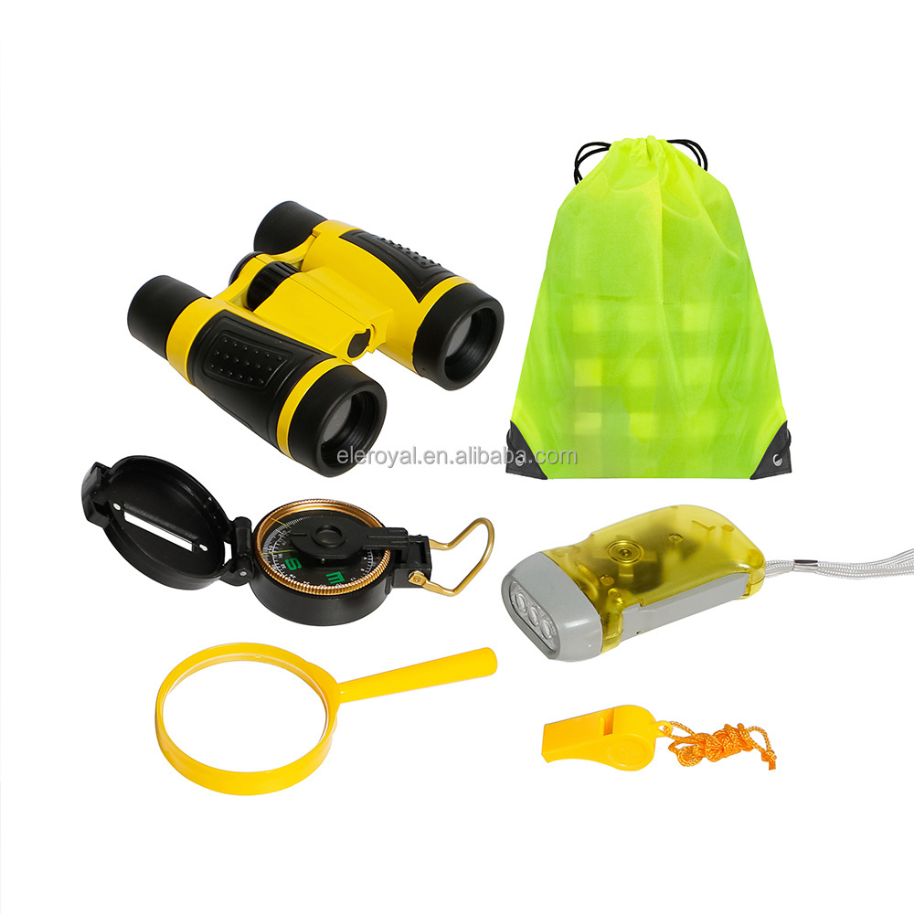 Outdoor Exploration Toy for Kids, 5 pieces Children Outdoor Adventure Kit with Kids Binoculars Magnifying Glass