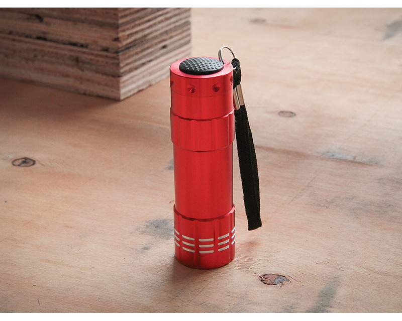 Lightweight and Custom  Logo Aluminum Torch AAA Battery  9 LED Flashlights with Strap for Emergency