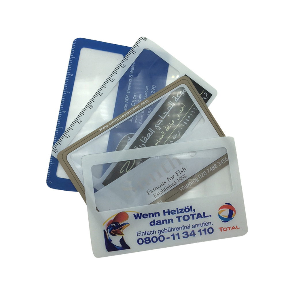 Custom PVC Reading Wallet Credit Card Sized Magnifiers with 3X Magnifying Fresnel Lens for Promotion