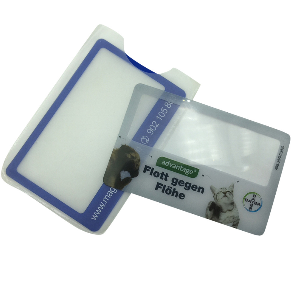 Custom PVC Reading Wallet Credit Card Sized Magnifiers with 3X Magnifying Fresnel Lens for Promotion