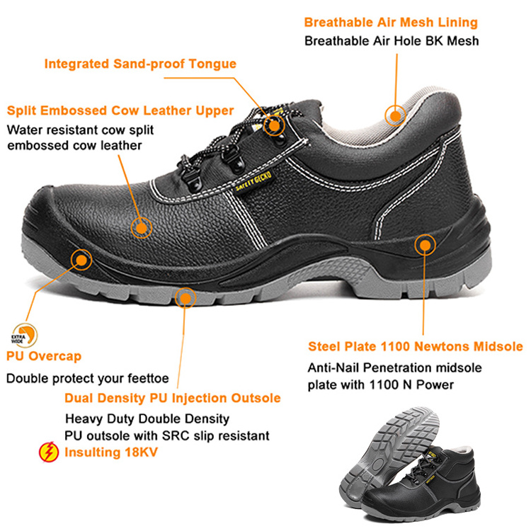 Genuine Leather Waterproof S3 Work Shoes CE Approved Steel Toe Industrial Construction Safety Shoes For Men