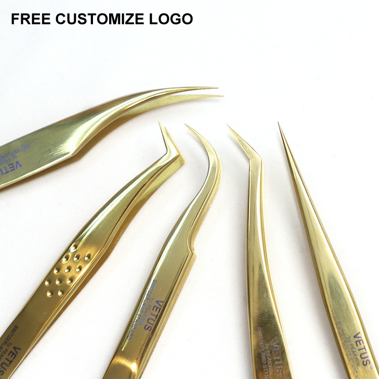 Customized Logo Colorful Rounded Pink Rose Golden volume Lash Tweezers Bulk Eye Lash Tweezers for eyelash extension  tweezers