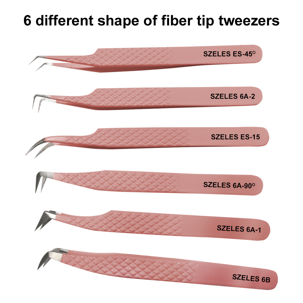 Print Logo Fiber Tip Eyelash Tweezers 45 75 90 Degree Nano Grip Tweezers Custom Private Label Lash Extension Tweezers