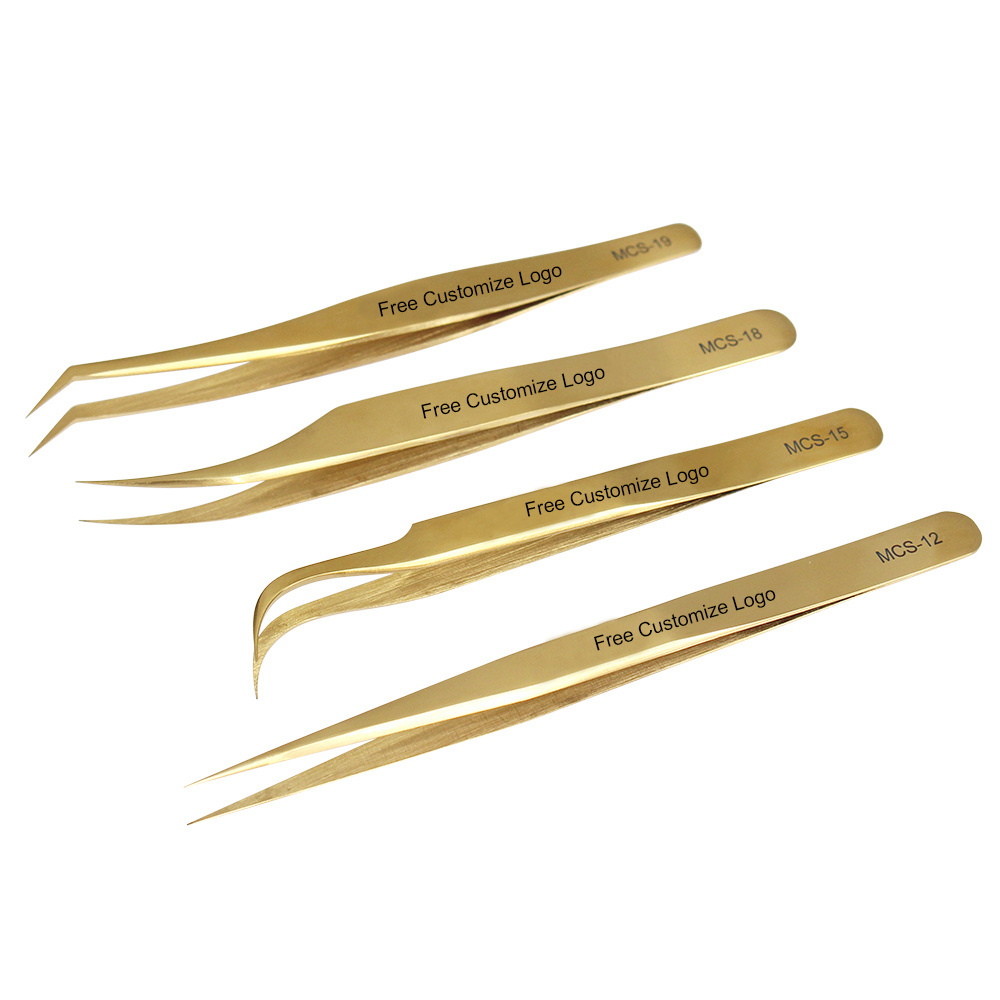 Customized Logo Colorful Rounded Pink Rose Golden volume Lash Tweezers Bulk Eye Lash Tweezers for eyelash extension  tweezers