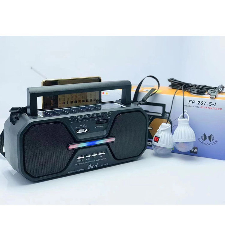 FP-267-S-L FEPE Brand FP 267Sl Portable Am Fm Sw Multi Band Abanico Radio Y Luz  Solar Radio With Solar And Manual Energy